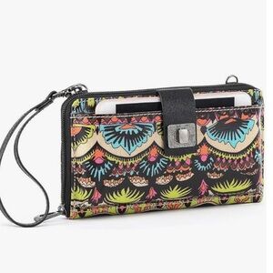 Sakroots Phone Wallet Crossbody Wristlet Artist Circle One World Multi/Black